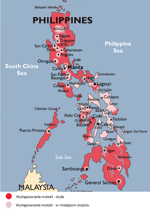 filipiny malaria mapa występowania